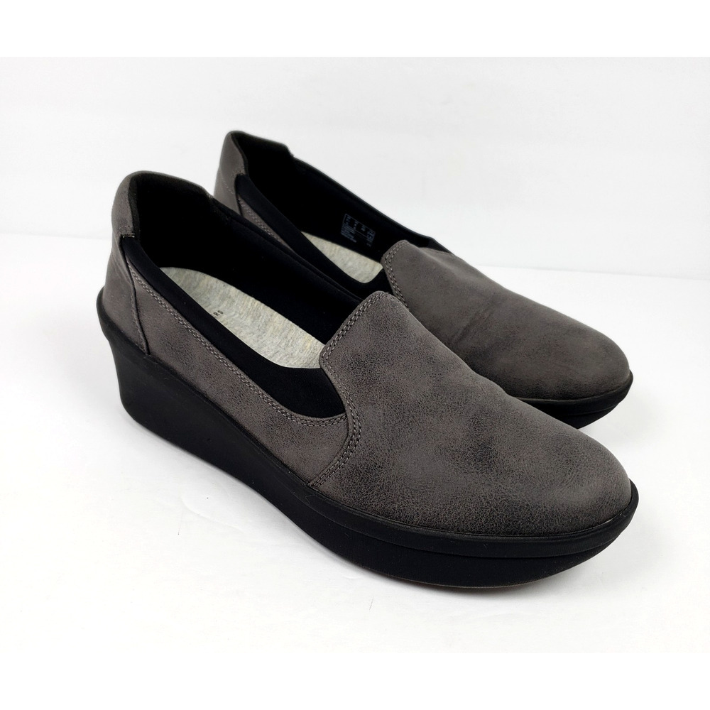 Cloudsteppers By Clarks Step Rose Moon Womens Size 8 Gray Slip On Wedge Shoes